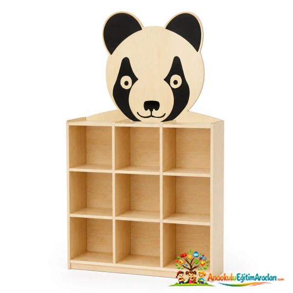 Panda Figürlü Çocuk Kitaplığı – Anaokulu ve Kreş Raf Ünitesi