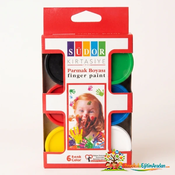 Parmak Boyası 6'lı Set – Su Bazlı ve Yıkanabilir Canlı Renkler