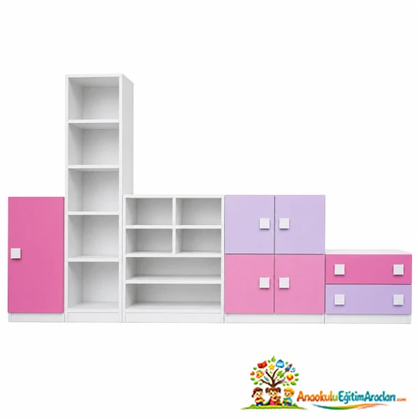 Pastel Montessori Sınıf Dolap Seti