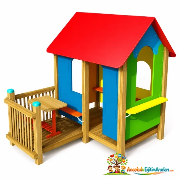 Ahşap Çocuk Oyun Evi (Verandalı & Oturma Alanlı)