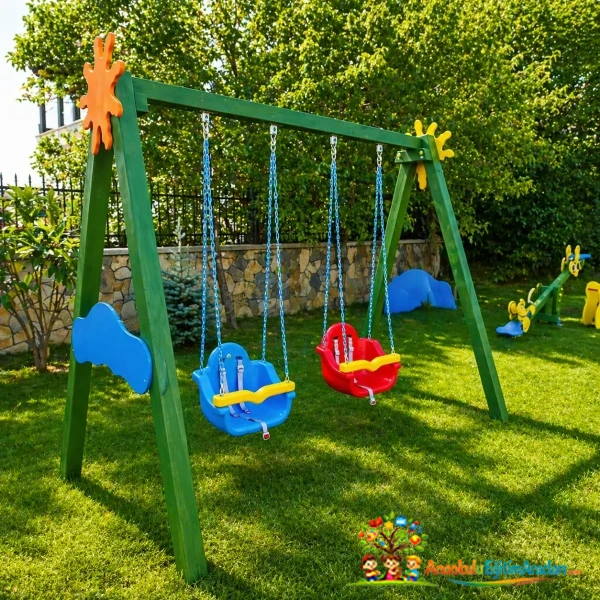 Ahşap Çocuk Salıncağı (Çiftli – Emprenyeli Bahçe Salıncak)