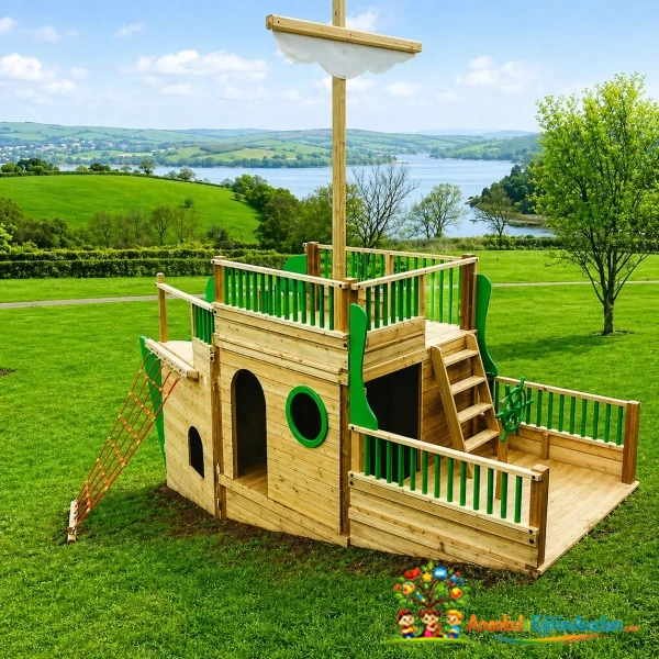 Ahşap Gemi Temalı Çocuk Oyun Parkı (Anaokulu & Kreş Uyumlu)
