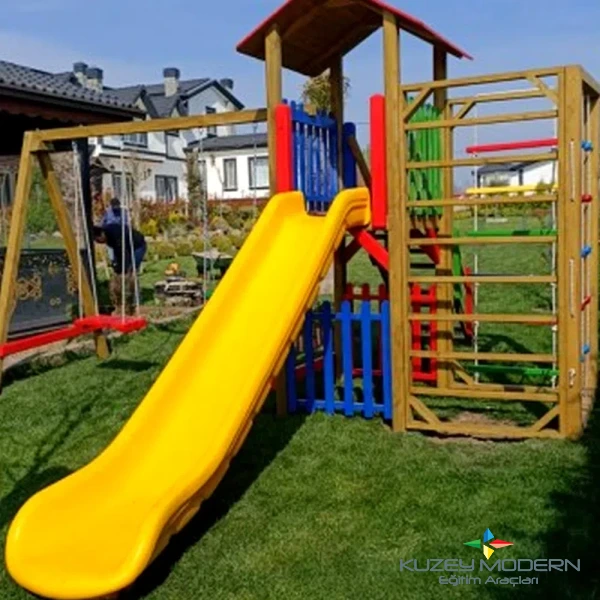 Ahşap Oyun Parkı Kaydıraklı Salıncaklı Çocuk Seti