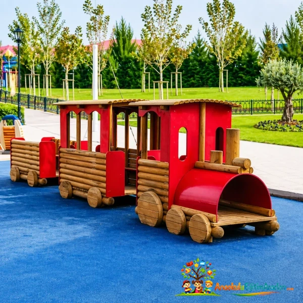 Ahşap Renkli Tren Oyun Grubu (Kreş ve Anaokulu Park Treni)