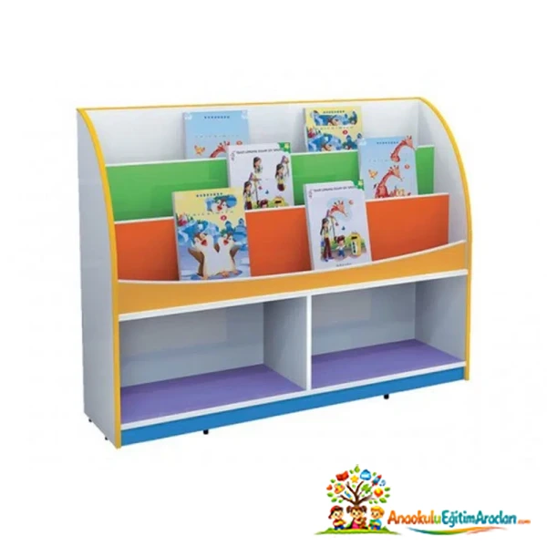Anaokulu Kitaplık Ahşap Çocuk Kitap Rafı