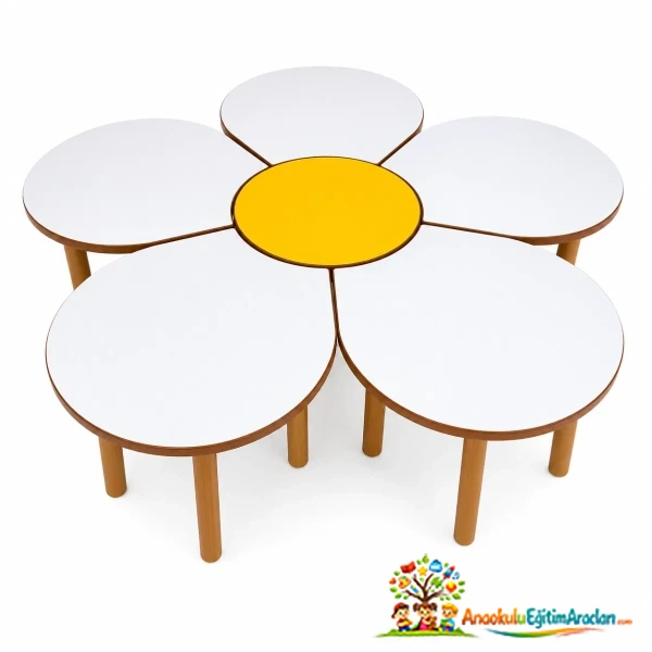 Papatya Çocuk Masası 6 Parça (Modüler – Anaokulu & Kreş)