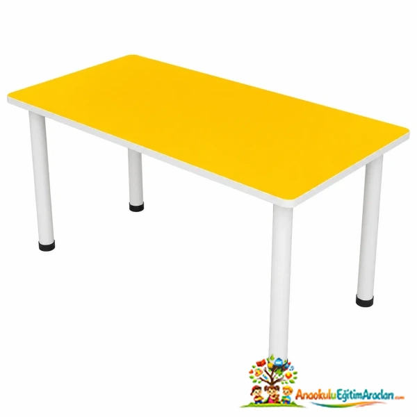 Sarı Dikdörtgen Çocuk Masası 60 x 120 x 54 cm (Anaokulu & Kreş)