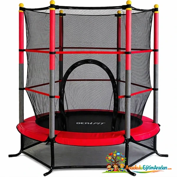 140 cm Çocuk Korumalı Fileli Trambolin (Anaokulu & Kreş Uyumlu)