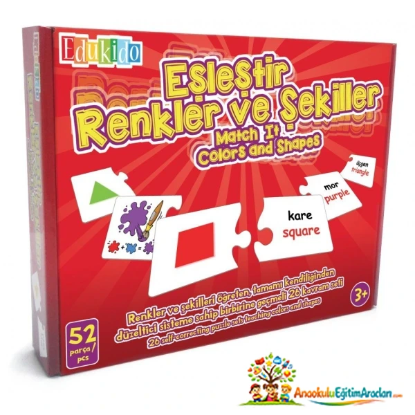 Renkler ve Şekiller Eşleştirme Oyunu 52 Parça – 26 Kavramlı Eğitici Set