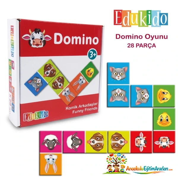 Renkli Komik Arkadaşlar Domino Oyunu – Eğitici Eşleştirme ve Hafıza Oyunu