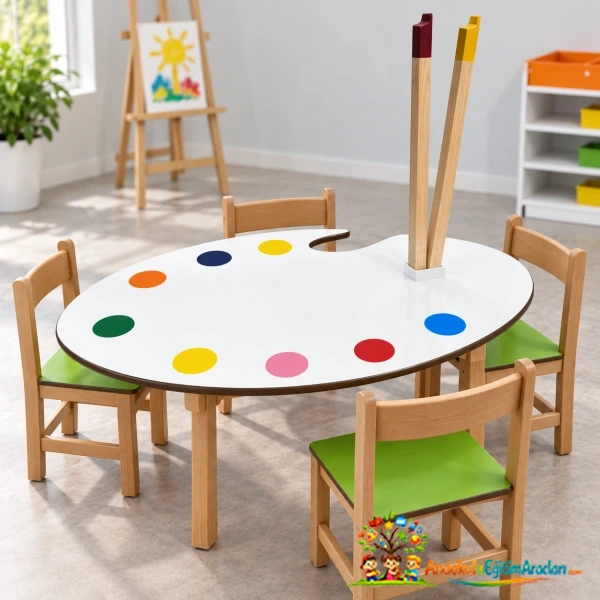 Resim Masası 170×100×55 cm – MDF Tabla Kayın Ayak RSM-745