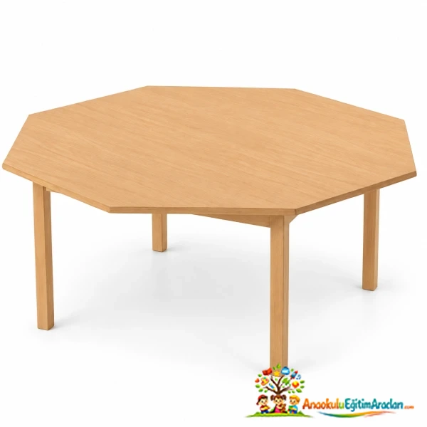 Sekizgen Ahşap Masa 120×54 cm – Ahşap Tabla Kayın Ayak SGM-716