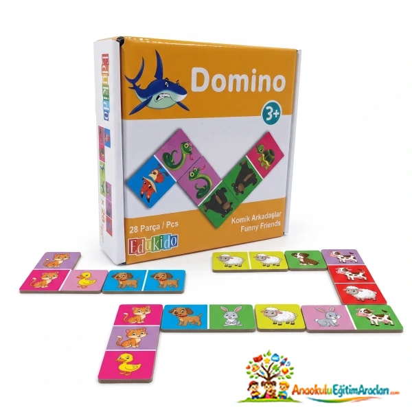 Sevimli Hayvanlar Domino Oyunu – 2-4 Kişilik Eğitici Eşleştirme Oyunu