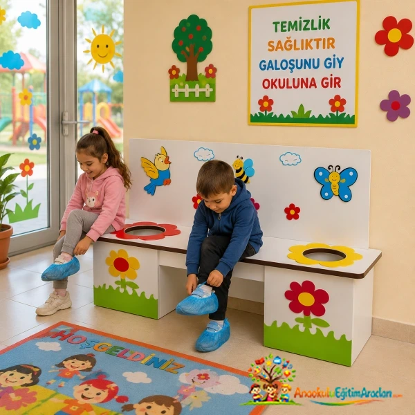 Sırtlıklı Ahşap Galoşluk Bankı