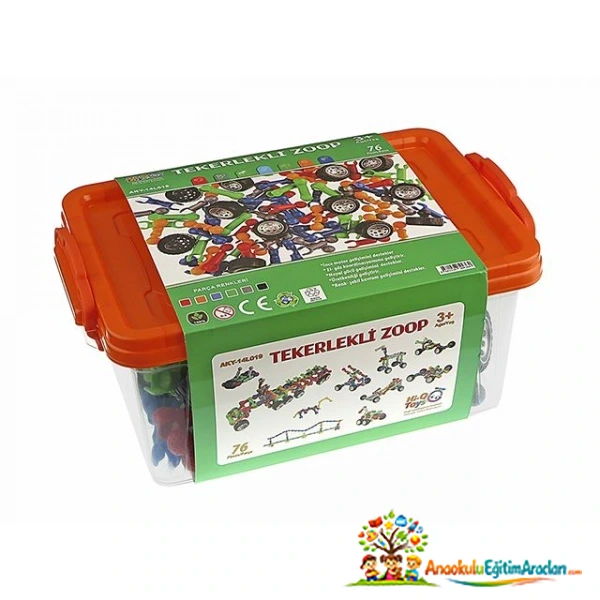 Tekerlekli Zoob Lego Kutulu 76 Parça Eğitici Yapı Seti