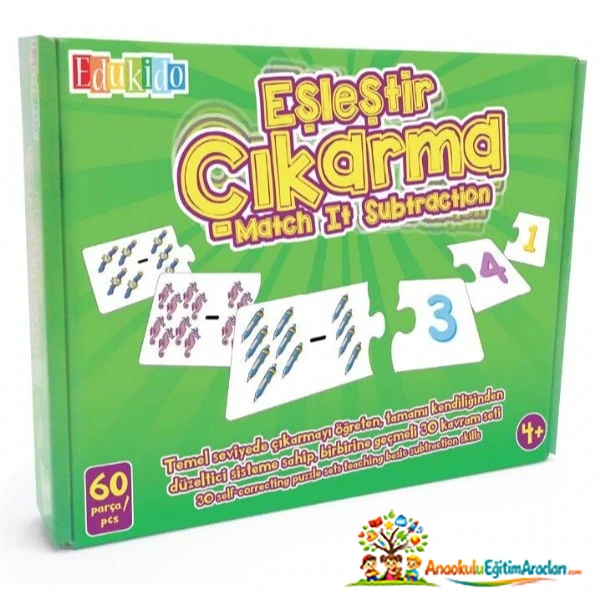 Temel Çıkarma Eşleştirme Oyunu 60 Parça – Kendini Kontrol Eden Matematik Seti