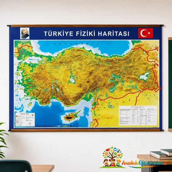 Okul ve Anaokulu İçin Türkiye Fiziki Haritası 100x70 cm