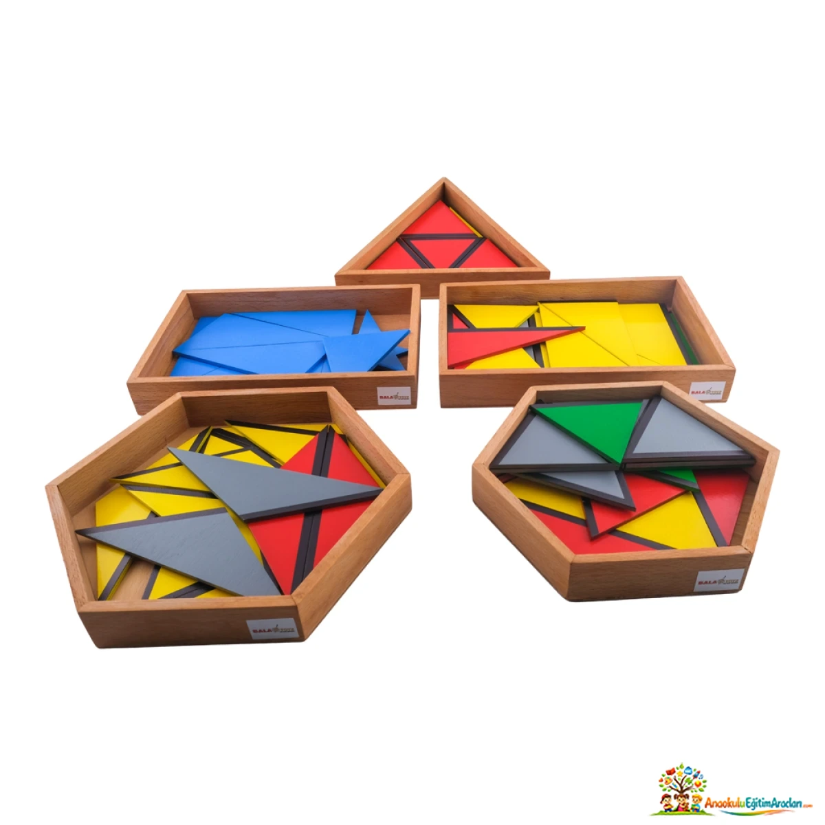 Yapıcı Üçgenler 5’li Set – Ahşap Geometri ve Şekil Oluşturma Materyali YUG-629