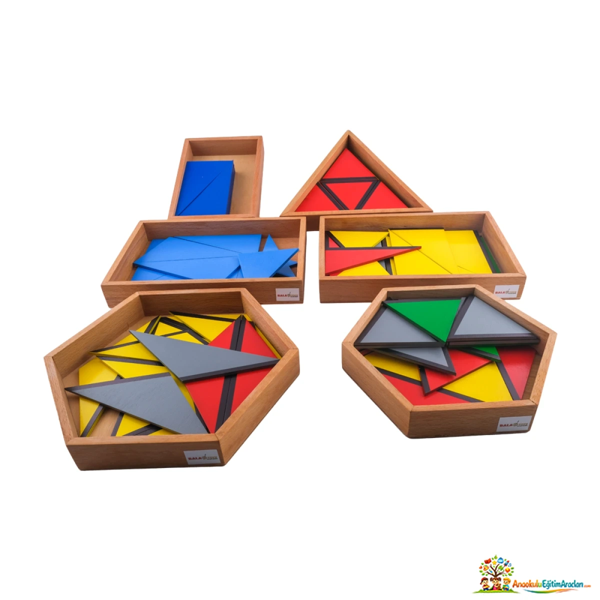 Montessori Yapıcı Üçgenler 6’lı Set – Ahşap Geometri ve Şekil Oluşturma Materyali YUC-857