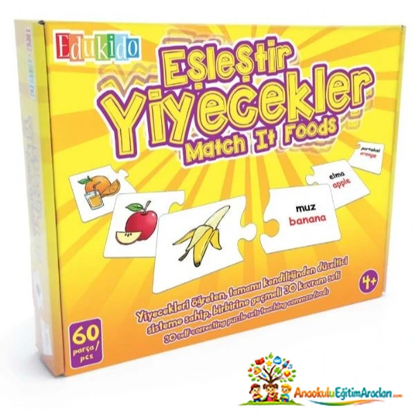 Yiyecekleri Öğreniyorum 60 Parça – 30 Kavramlı Eşleştirme Oyunu