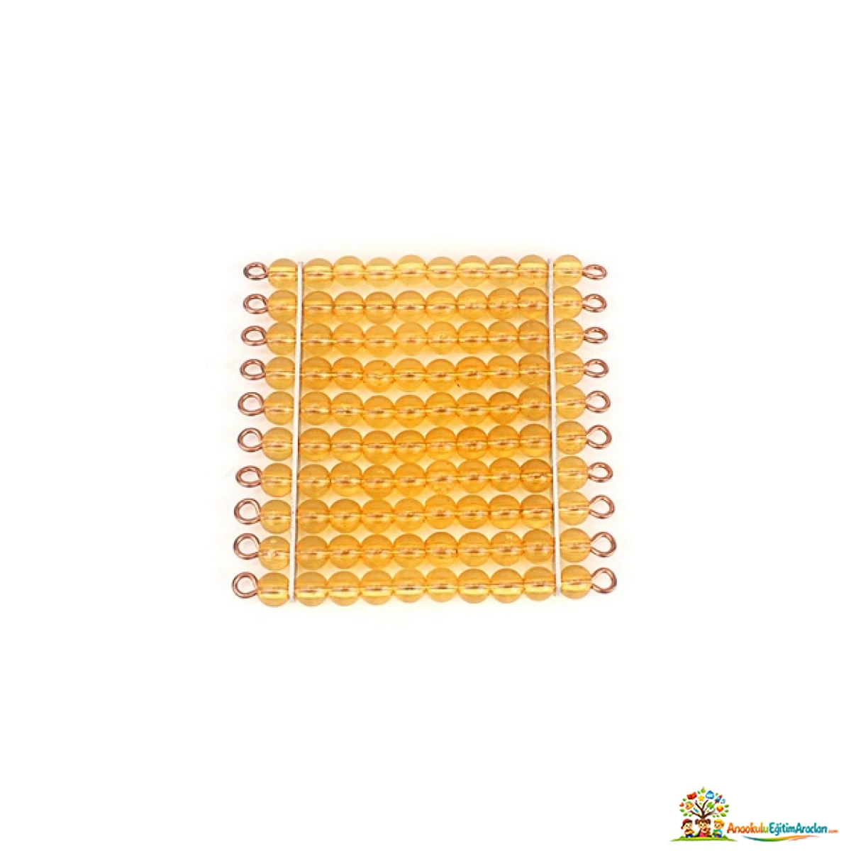 Montessori Matematik Kare Boncuk – 100’lük Altın Boncuk Materyali MKB-742