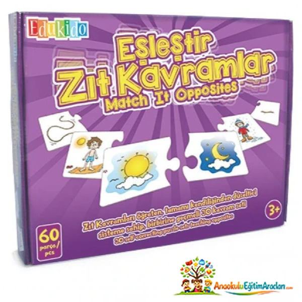 Zıt Kavramlar Eşleştirme Oyunu 60 Parça – 30 Kavramlı Eğitici Set